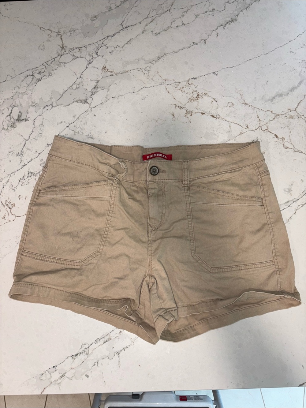 UNIONBAY Women's Khaki Low-Rise Utility Shorts
